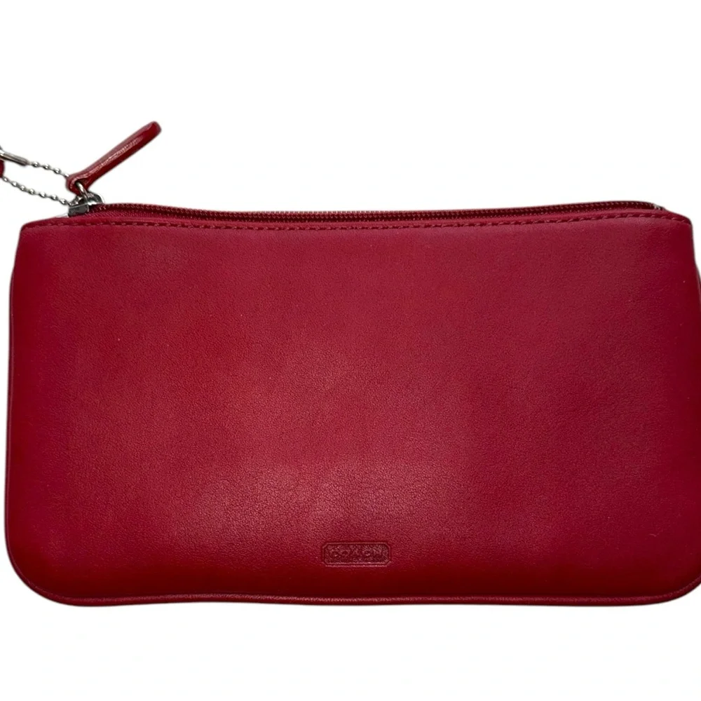 Vintage Red Coach Leather pouch cash wallet cosmetic makeup bag - Picture 4 of 10